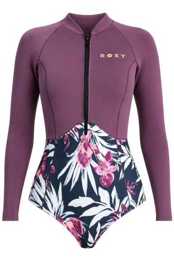 Roxy-Swell Natural 1mm Frontzip Longarm Shorty